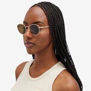 NEW Miu Miu MU55ZS 5AK07O Gold Olive Green Round Unisex Sunglasses 0MU 55ZS